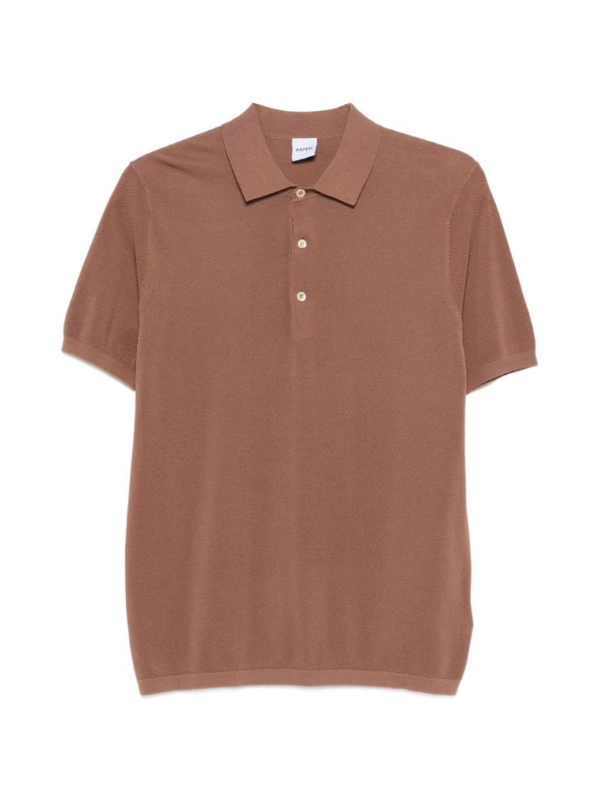 Aspesi Relaxed-Fit Textured Brown Polo