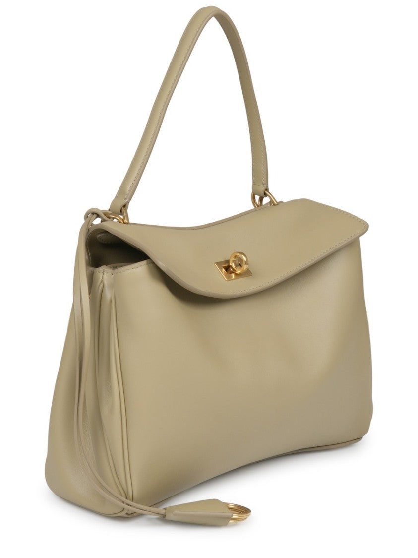 Balenciaga Structured Smooth Leather Shoulder Bag With Gold-Tone Closure