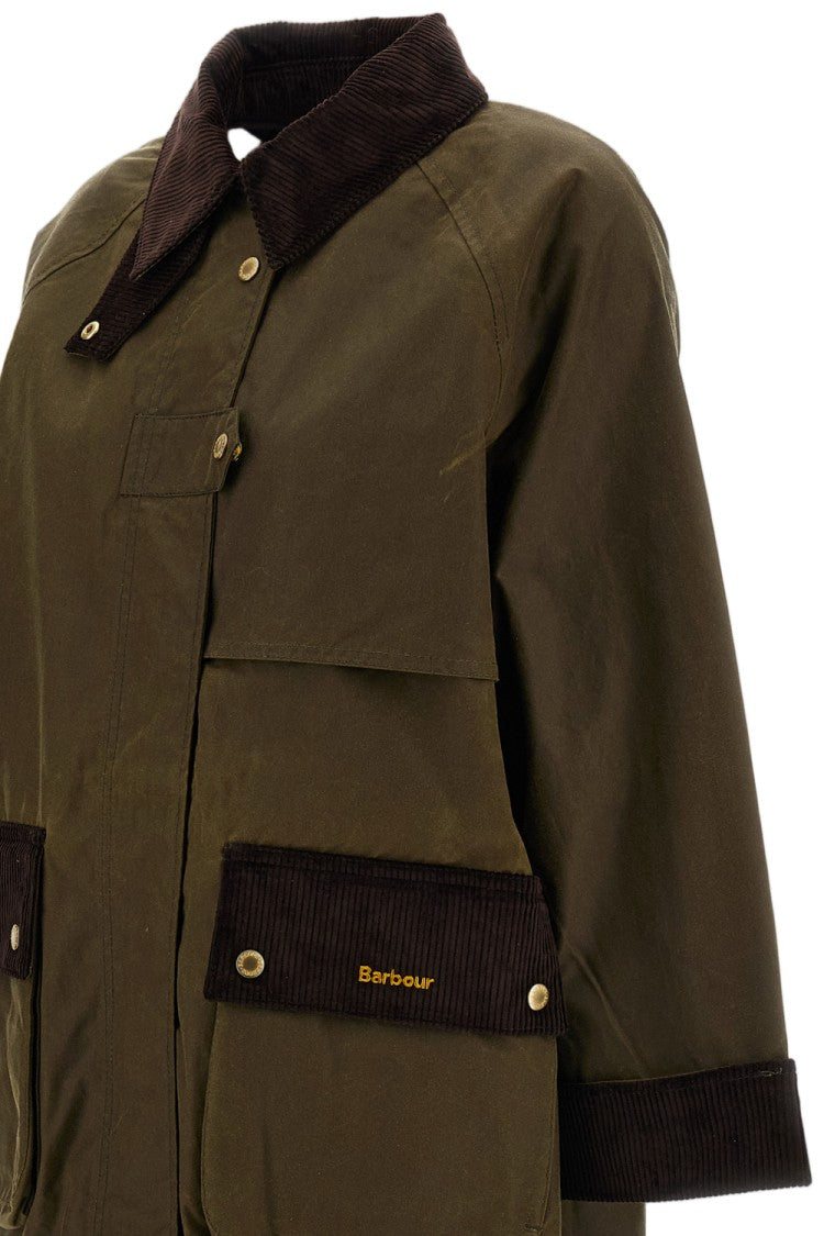 Barbour Green Kirklees Wax Longline Waxed Cotton Jacket