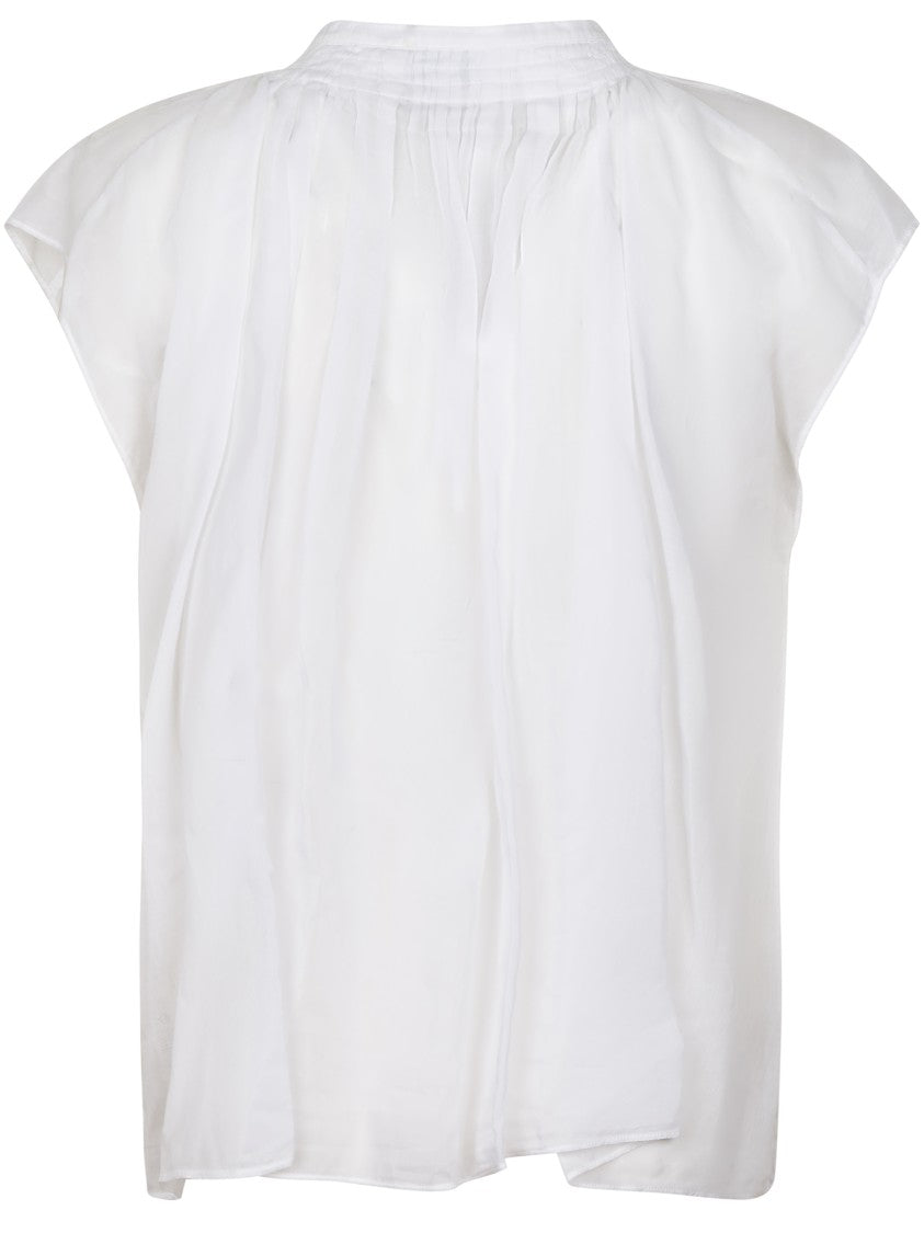 Forte Forte Sleeveless White Voile Shirt With Delicate Pleating
