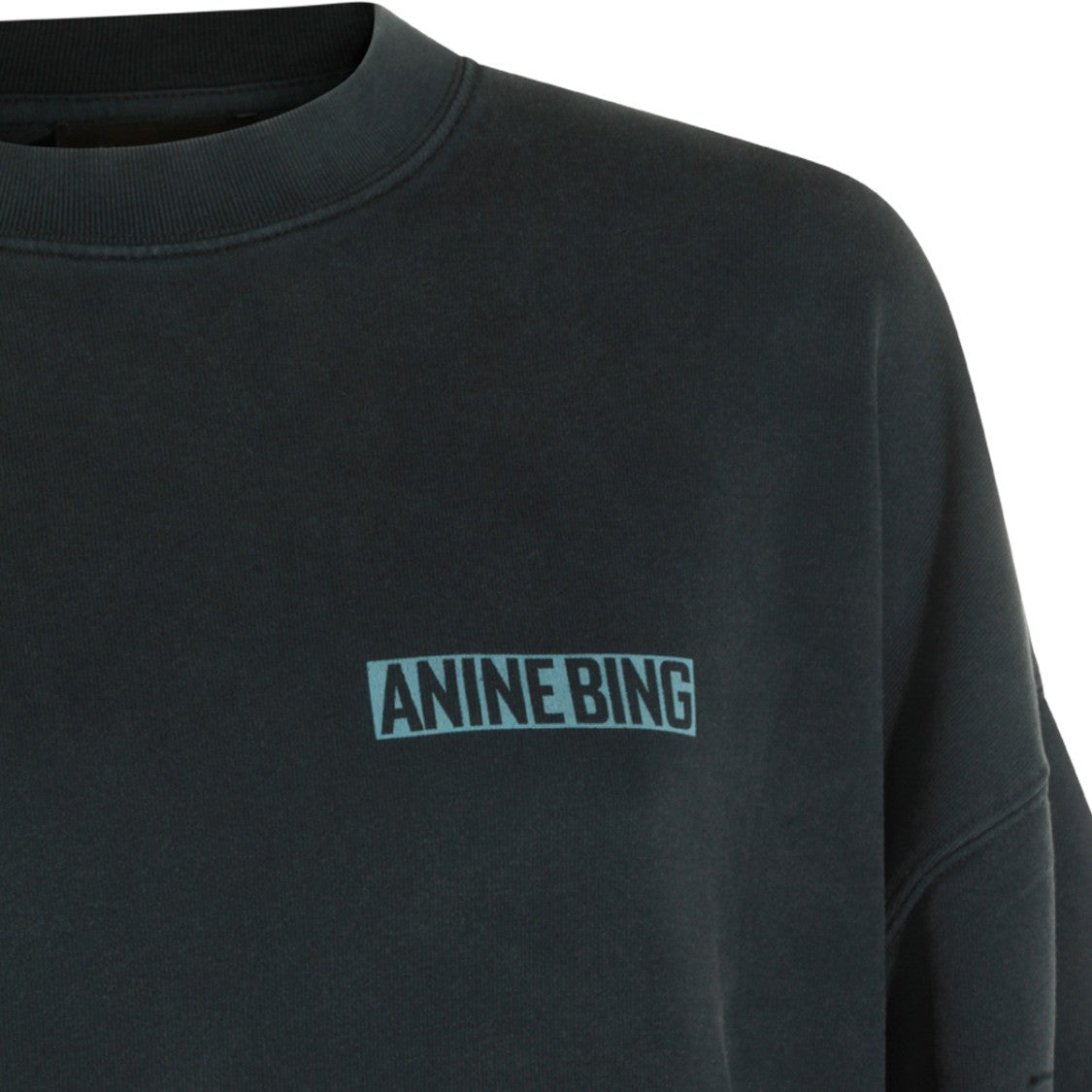 Anine Bing Classic Black Cotton Sweatshirt With Graphic Back And Logo Detail