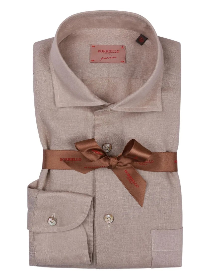 Borriello Napoli Classic Linen Shirt With Natural Weave