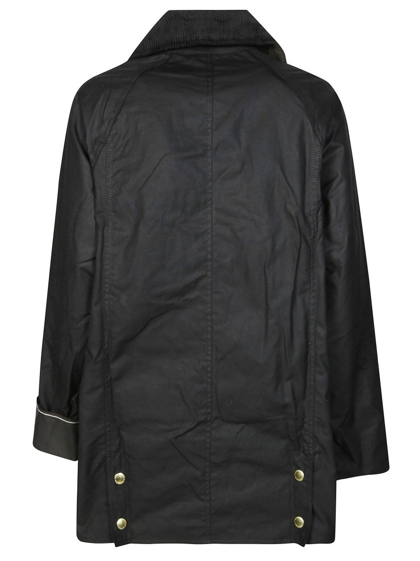 Barbour Mid-Length Waxed Cotton Coat With Utilitarian Design