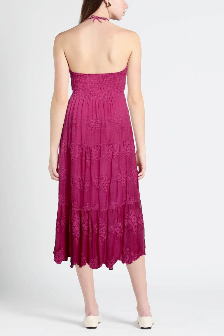 Guess Fuchsia Crepe Midi Dress