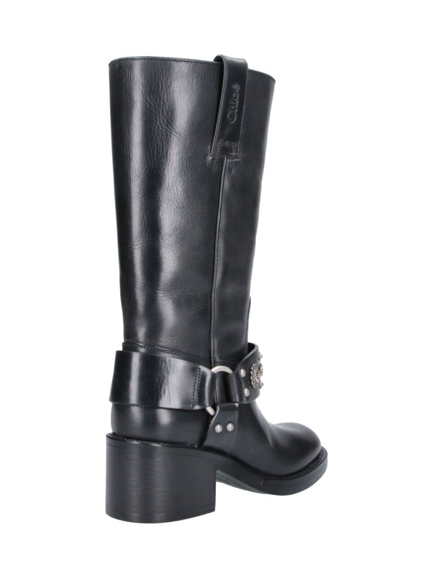 Chloé Black Dakota Studded Mid-Calf Boots