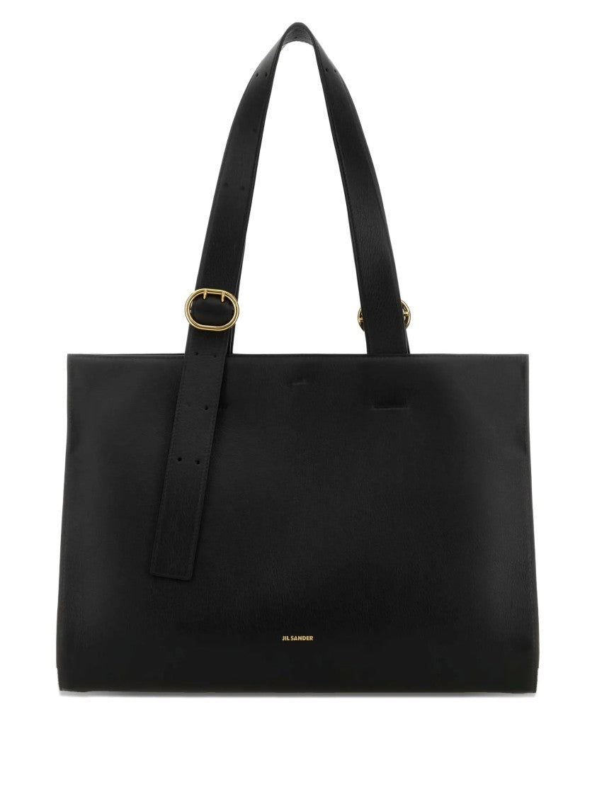 Jil Sander Black Shopping Rectangular Leather Tote