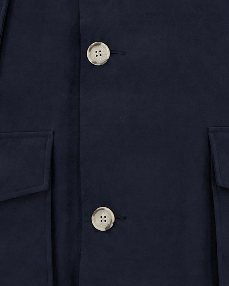Woolrich Navy Parka With Detachable Coyote Fur Trim And Protective Hood