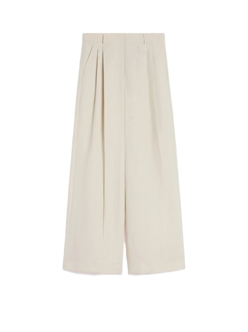 Max Mara Pleated High-Waist Trousers With Wide-Leg Design