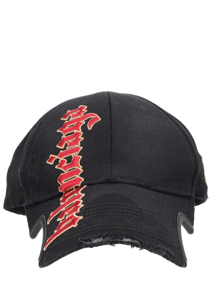 Balenciaga Gothic Black Cotton-Blend Baseball Cap