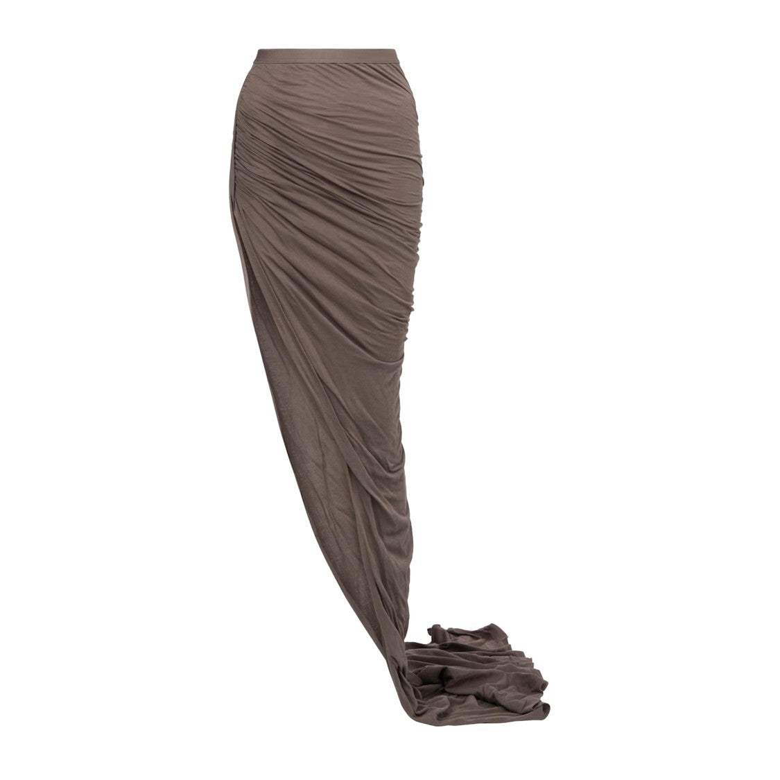 Rick Owens Flowing Black Cotton Edfu Skirt With Draped Silhouette