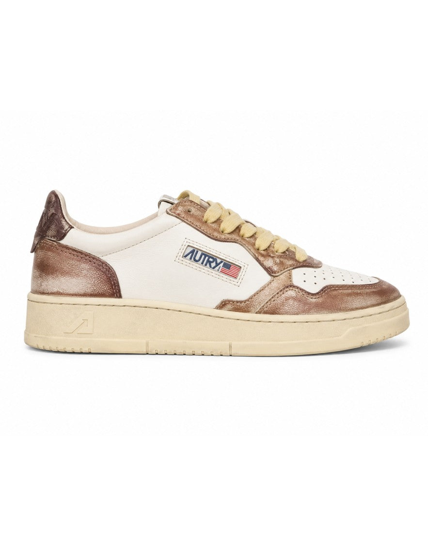 Autry White Leather Metallic Super Vintage Sneakers