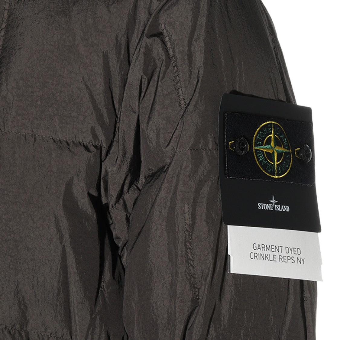Stone Island Black Crinkled Concealed Placket Coat