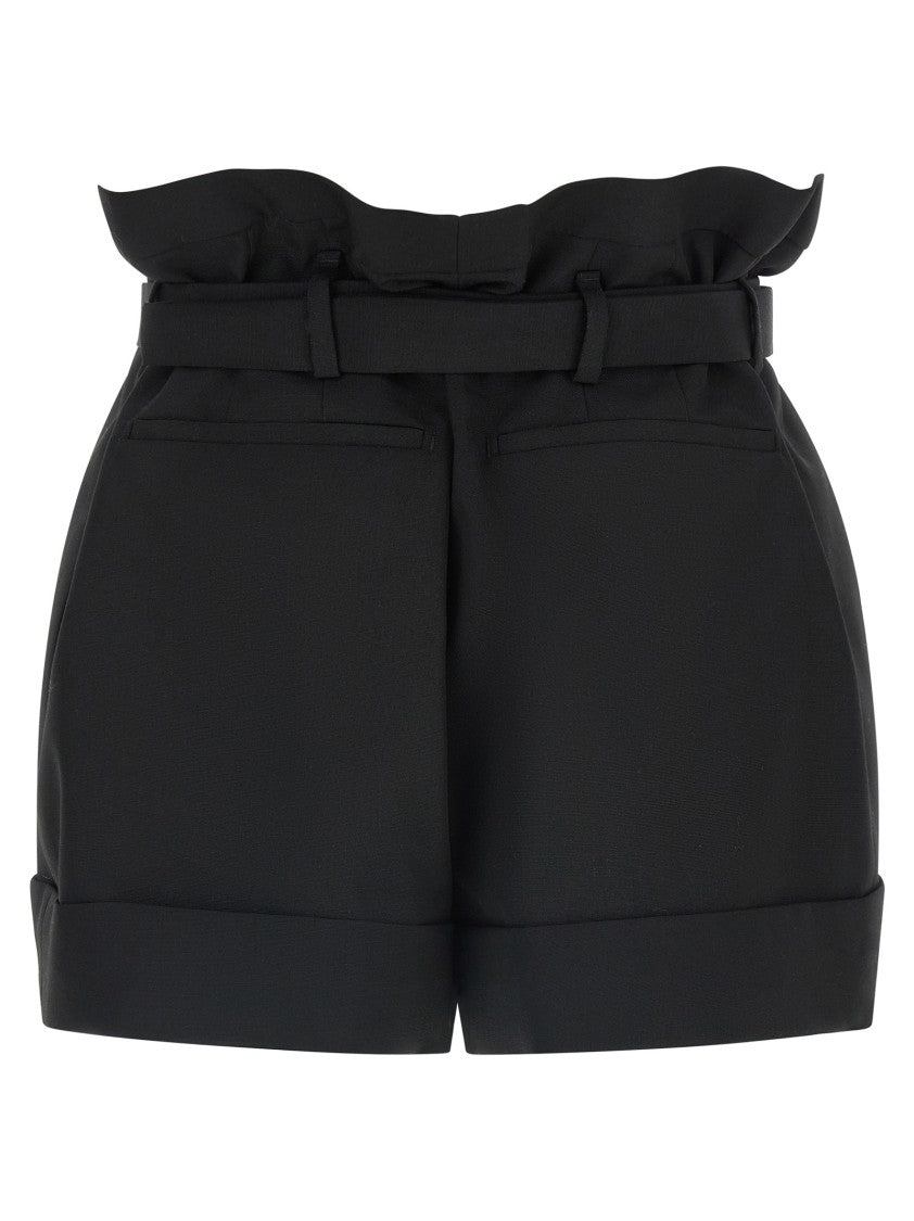 Saint Laurent High-Waisted Pouch Style Shorts With Stretched Pleats And Removable Belt