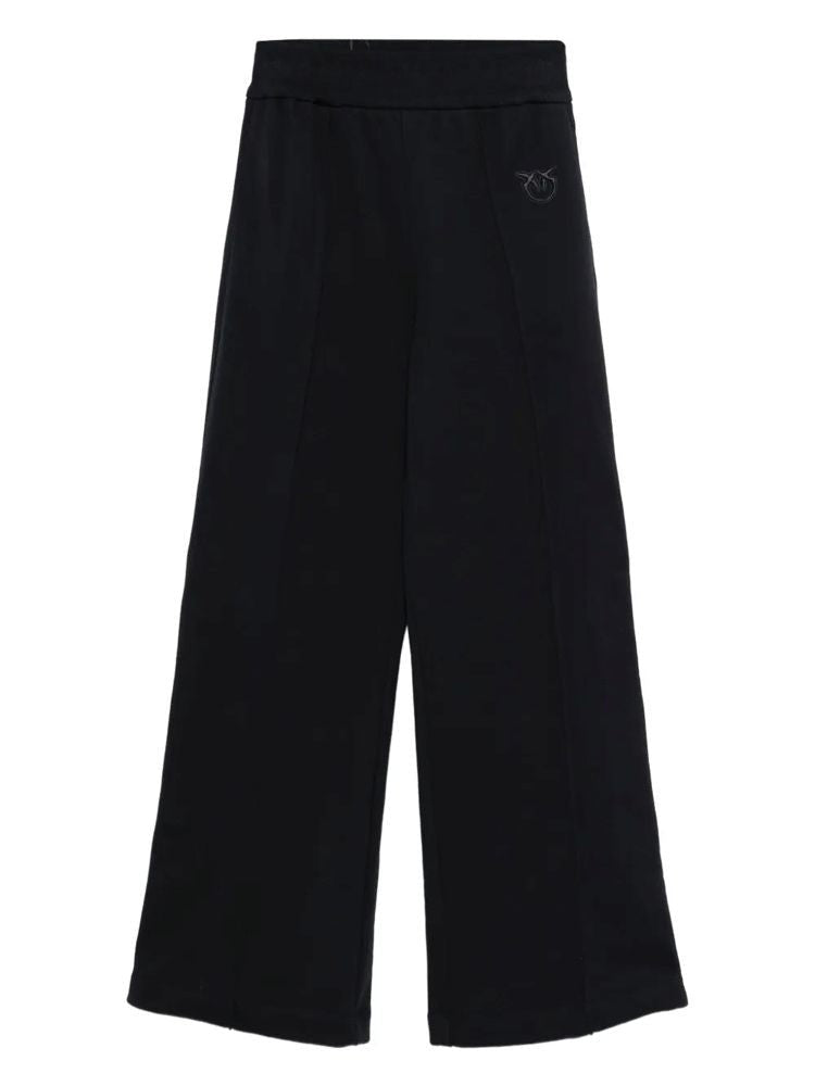 Pinko Cropped Wide-Leg Trousers With Gold-Tone Button Accents