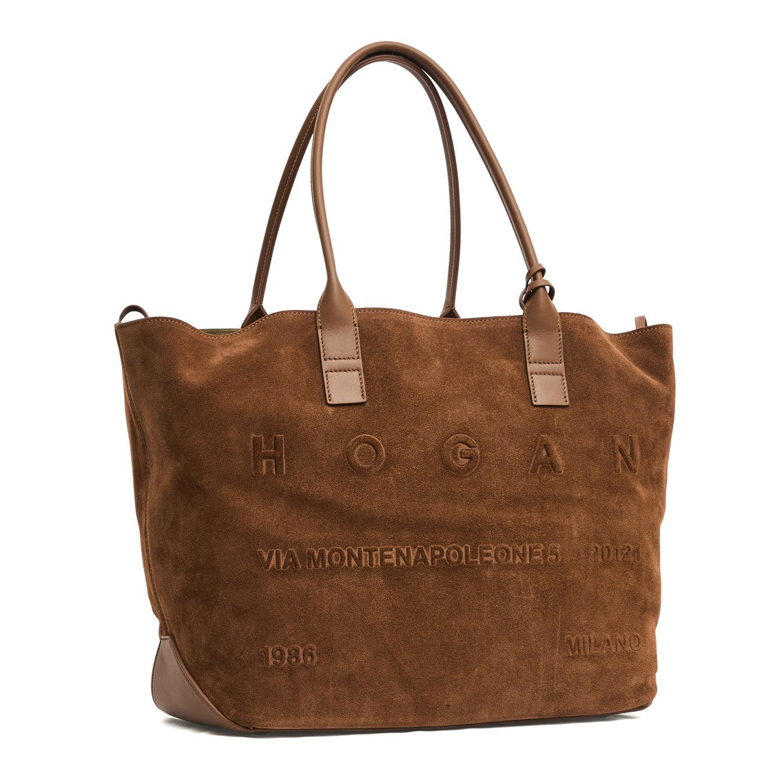 Hogan Address Medium Shopping Bag In Burnt Suede