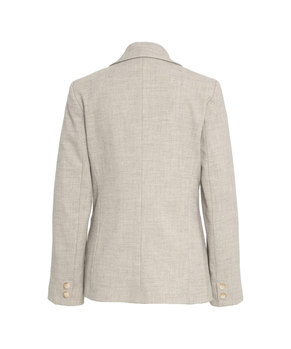 Kaos Tailored Beige Blazer With Decorative Brooch And Structured Silhouette