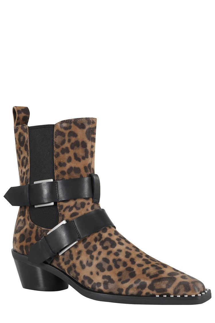 Ash Leopard-Print Suede Ankle Boots