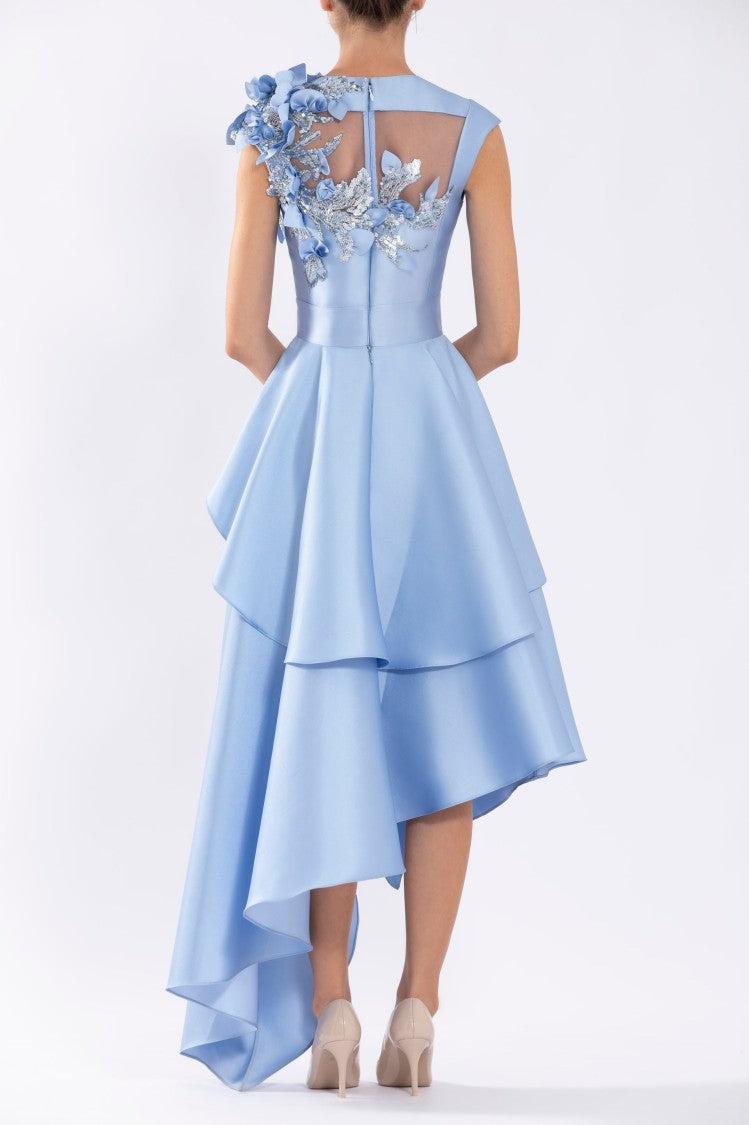 Saiid Kobeisy Mikado, Asymmetrical Dress With Matching Floral Beading