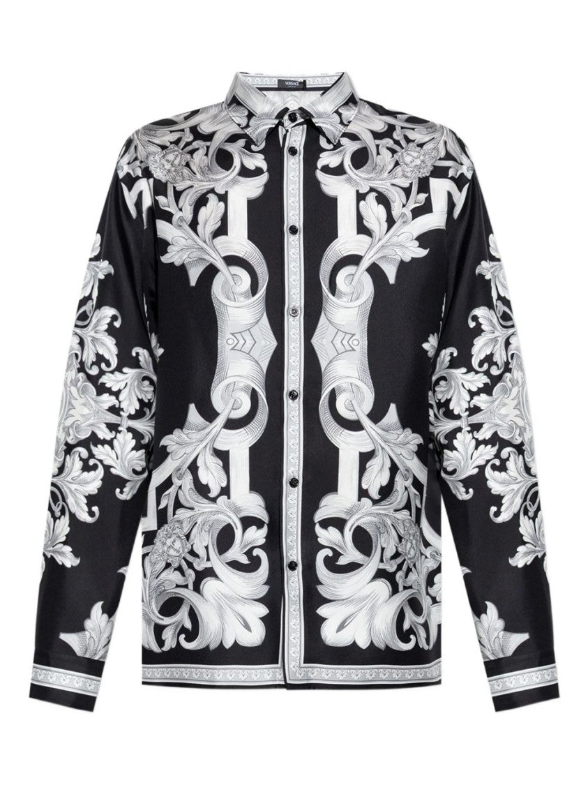 Versace Silk Baroque Patterned Shirt With Classic Collar