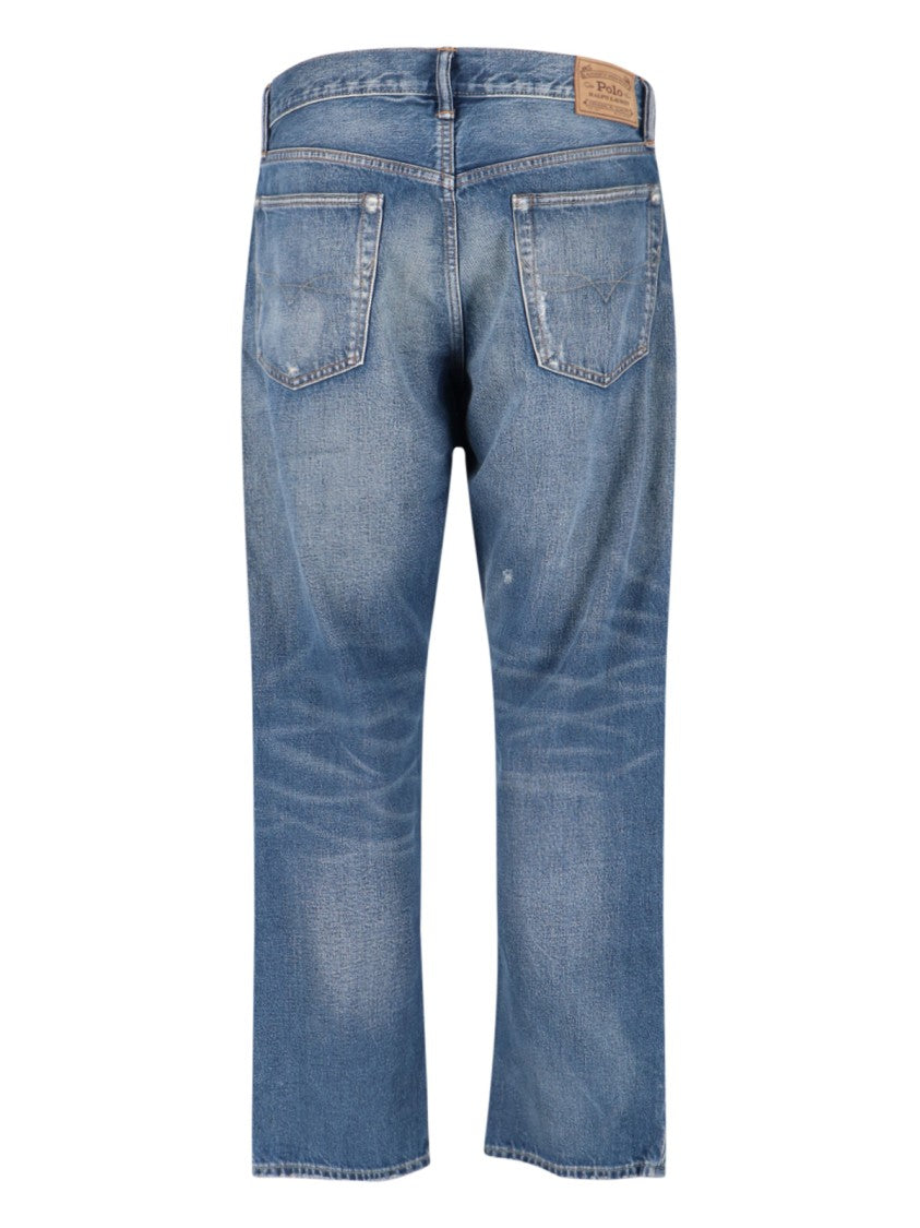 Polo Ralph Lauren Straight-Leg Jeans In Medium Blue Denim With Distressed Finish