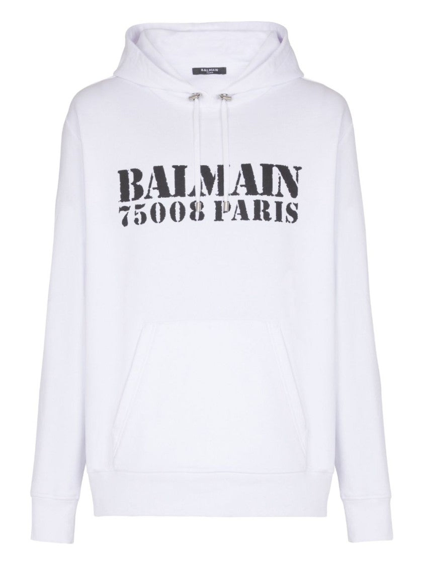 Balmain Drawstring Hood Sweatshirt With Logo Print
