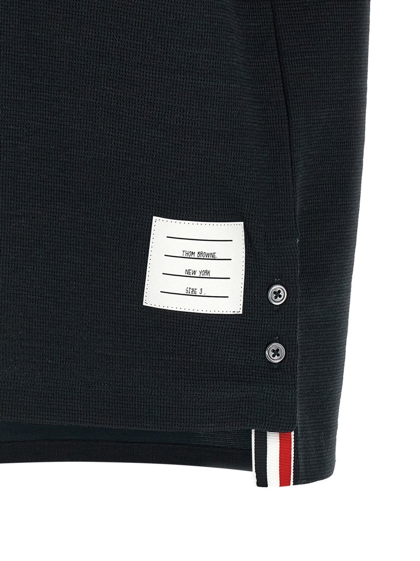 Thom Browne Textured Honeycomb Fabric T-Shirt With Grosgrain Ribbon Details