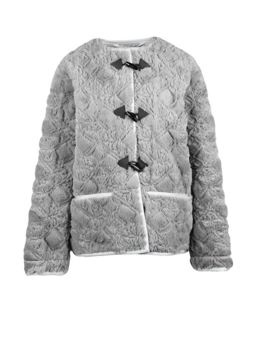 Forte Forte Grey Polyester Toggle Plush Jacket