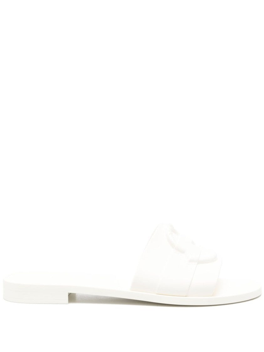 Moncler White Sandals With Wide Strap Design