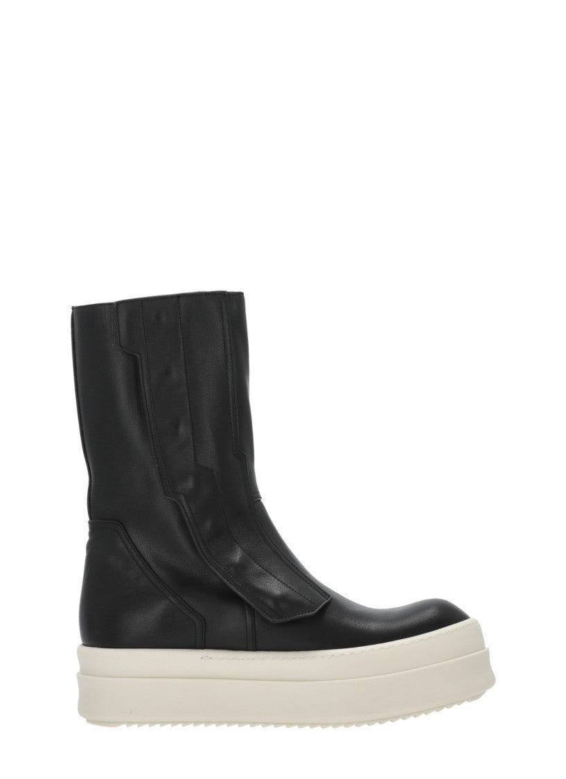 Rick Owens Black Moto Turbogeo Leather Sneakers
