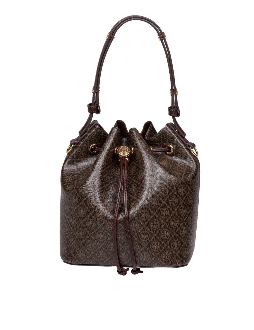 Tory Burch Monogram Printed Cotton Bucket Bag