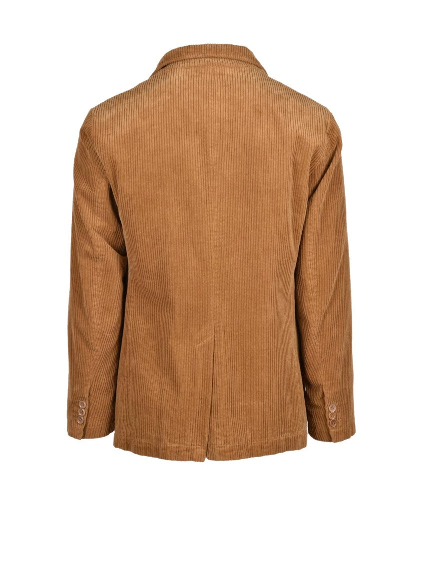Aspesi Velvet Corduroy Blazer With Notch Lapels And Flap Pockets