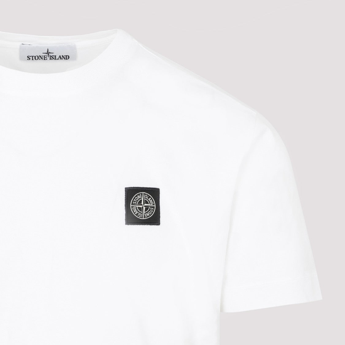 Stone Island Classic White Cotton T-Shirt With Logo Detailing