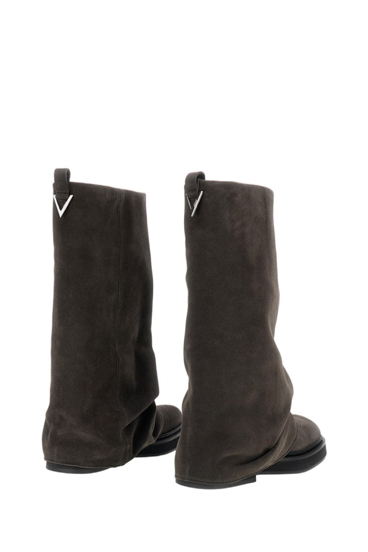The Attico Taupe Suede Draped Combat Boots