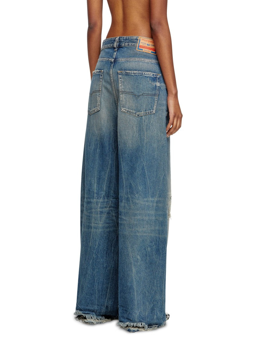 Diesel Relaxed-Fit High-Waisted Denim Trousers With Distressed Details