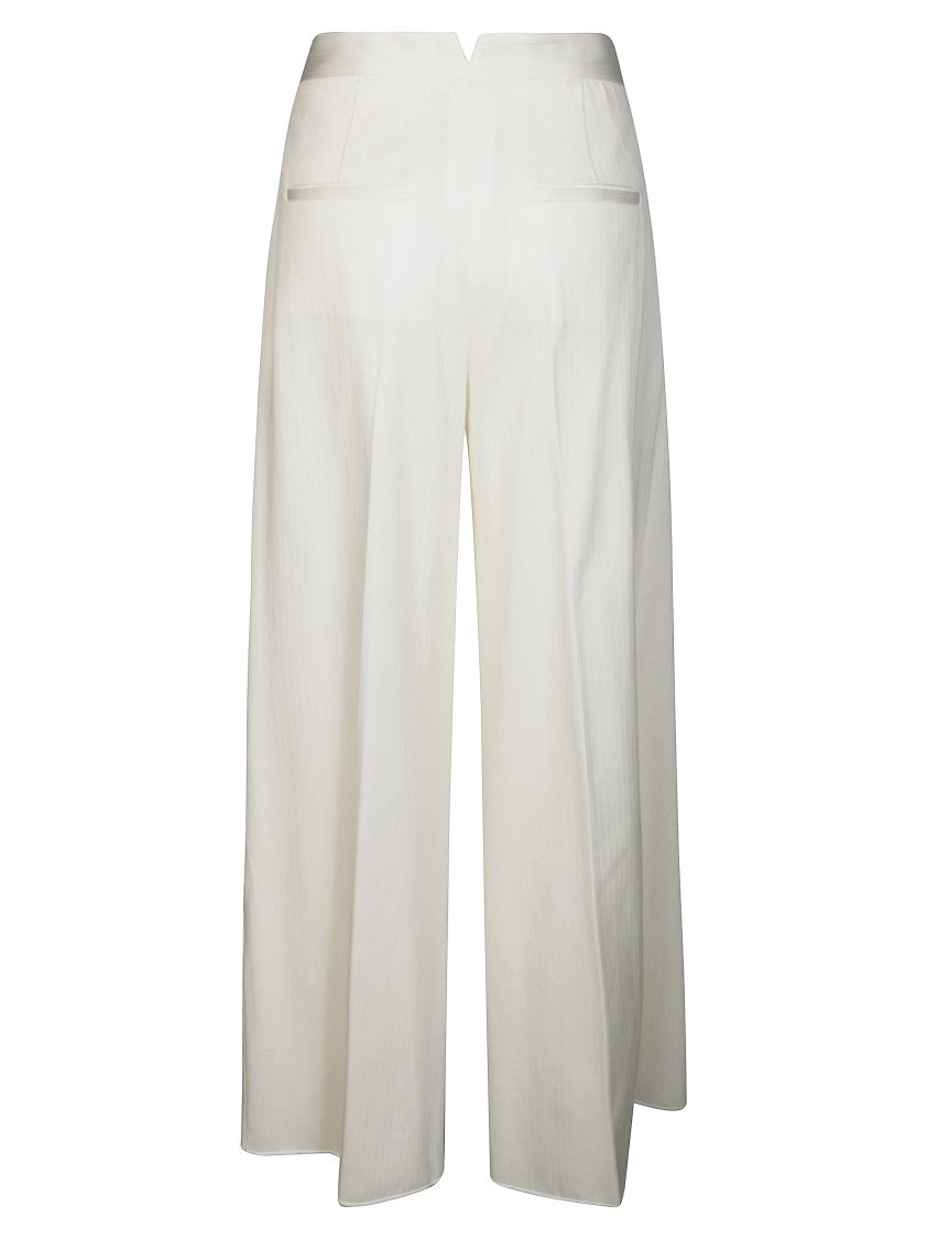 Max Mara Wide-Leg High-Waisted Pants With Chevron Texture