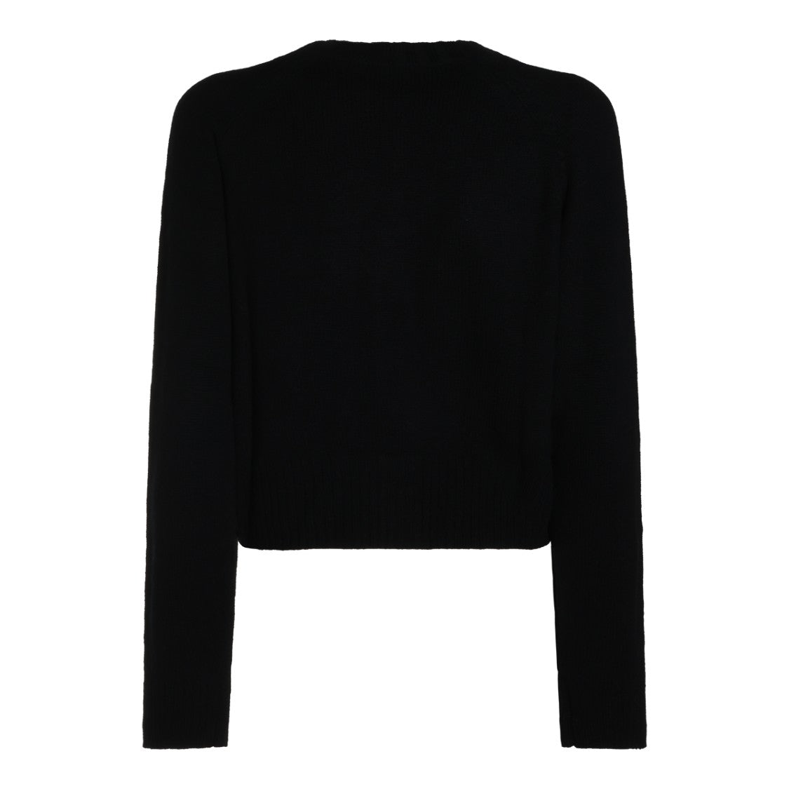 Allude Black Ribbed Hem V-Neck Knit Cardigan