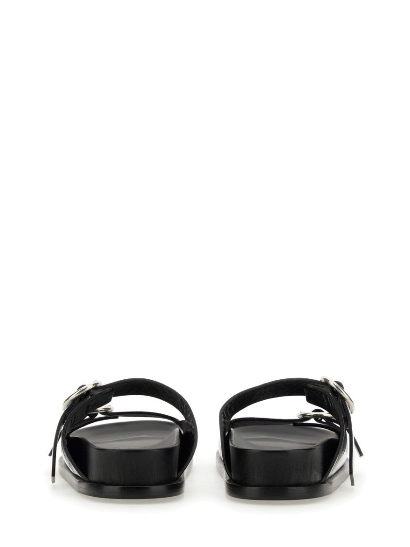 Jil Sander Black Leather Sandals With Buckle Detail