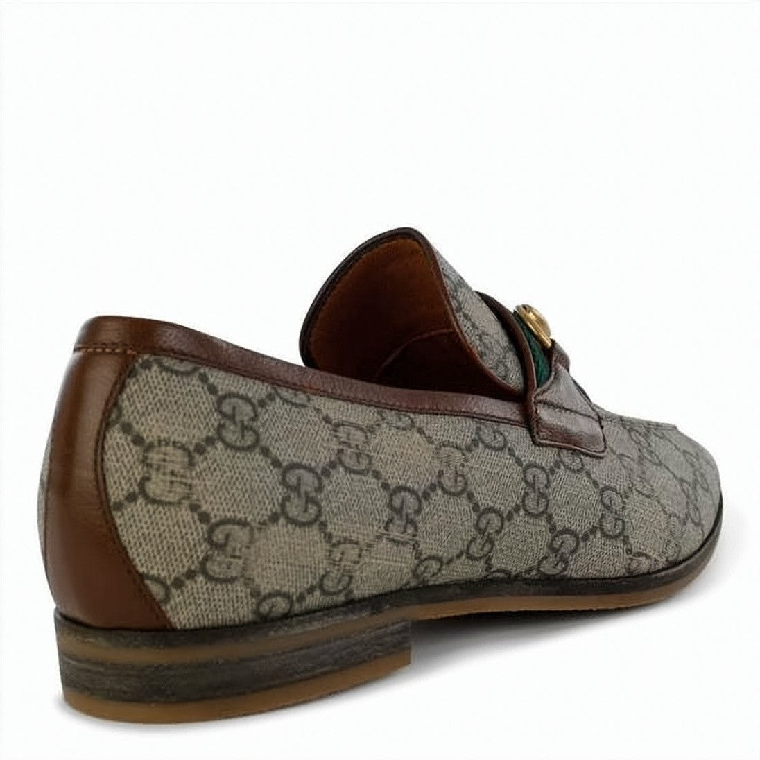 Gucci Signature Monogram Canvas Loafers With Gold-Tone Horsebit Detail