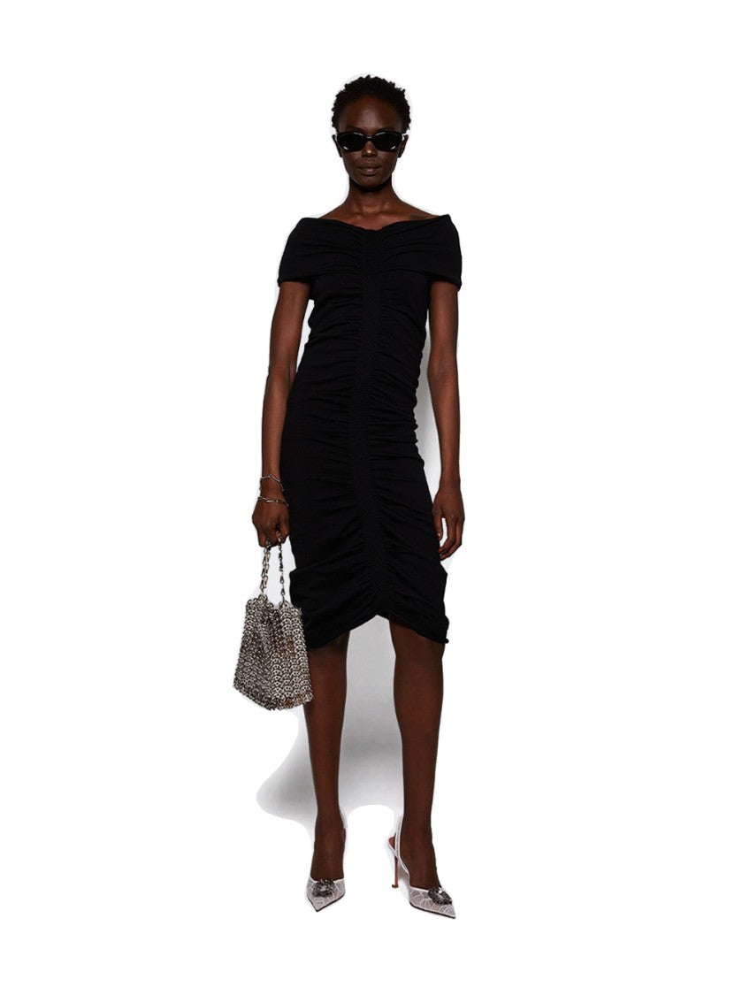Alexander Wang Off Shoulder Ruched Dress Black