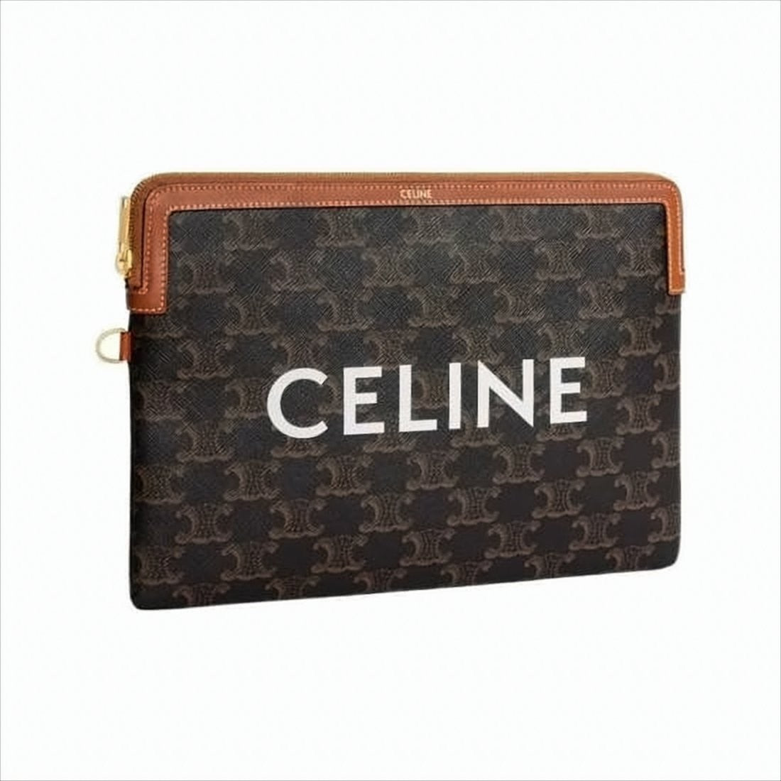 Celine Rectangular Dark Brown Logo Clutch