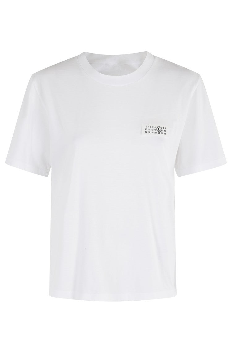 Mm6 By Maison Margiela Boxy-Fit White Cotton T-Shirt With Numeric Logo