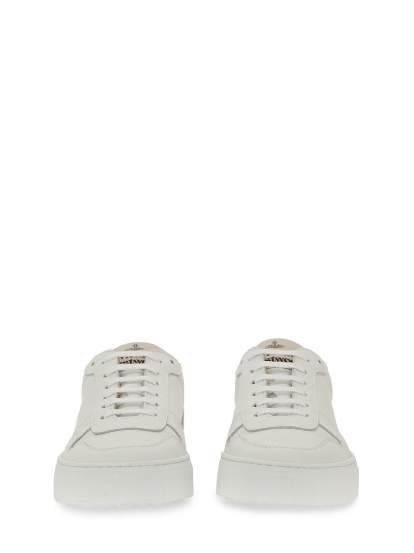 Vivienne Westwood White Leather Sneakers With Embossed Logo