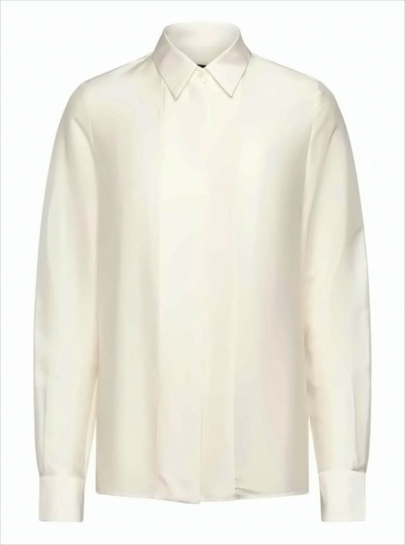 Boss Refined Long-Sleeved Blouse With Pointed Collar