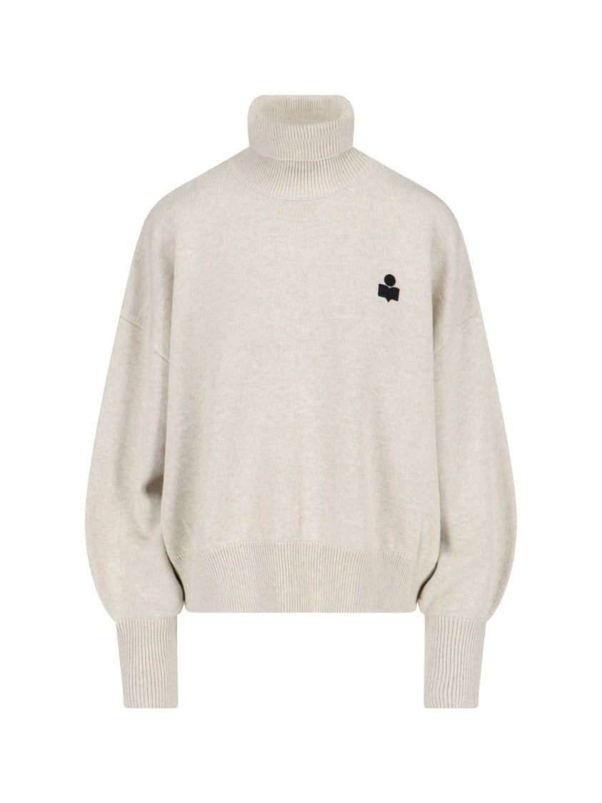 Isabel Marant Étoile High-Neck Knit Sweater With Contrast Logo