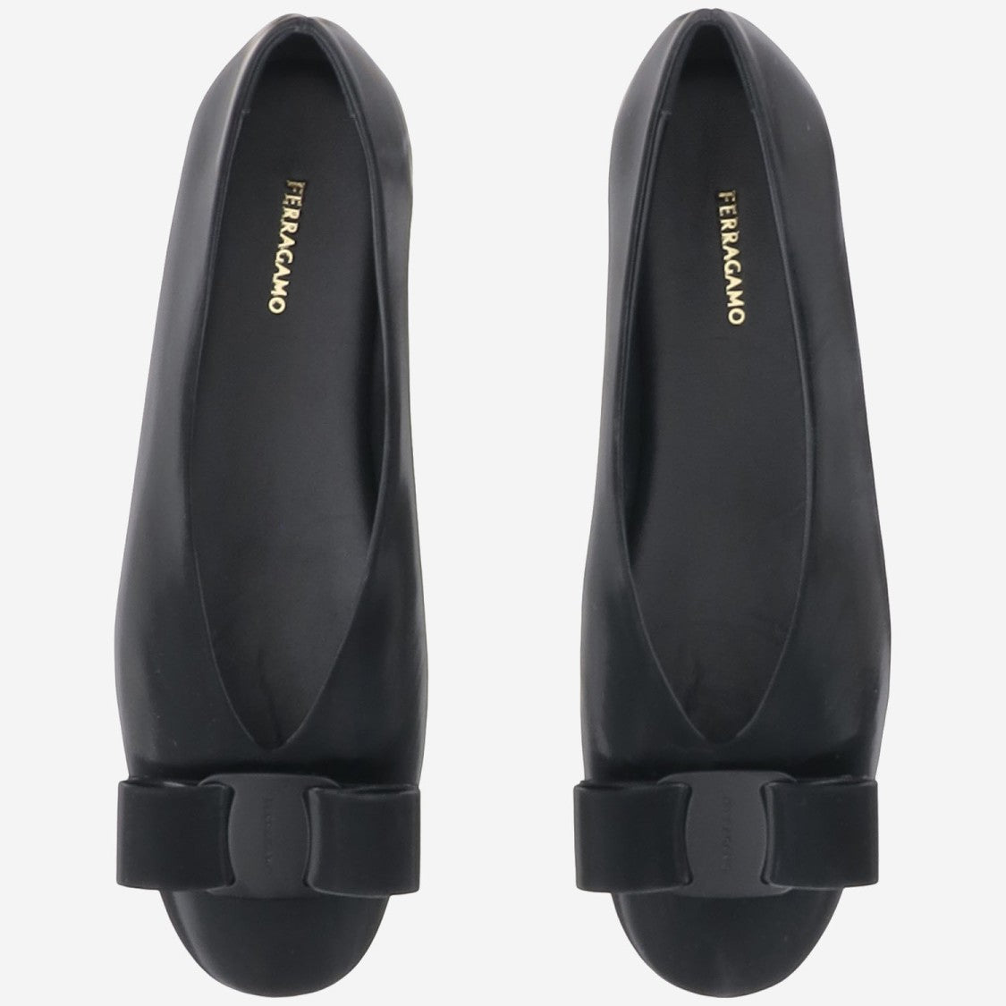 Salvatore Ferragamo Leather Bow Ballerina Flats