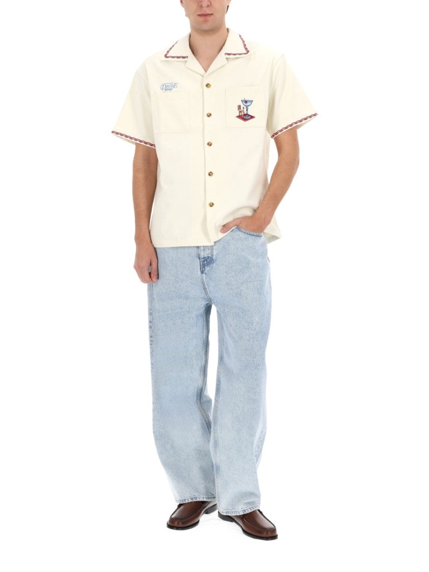 Drôle De Monsieur Cocktail Camp Collar Cotton Casual Shirt