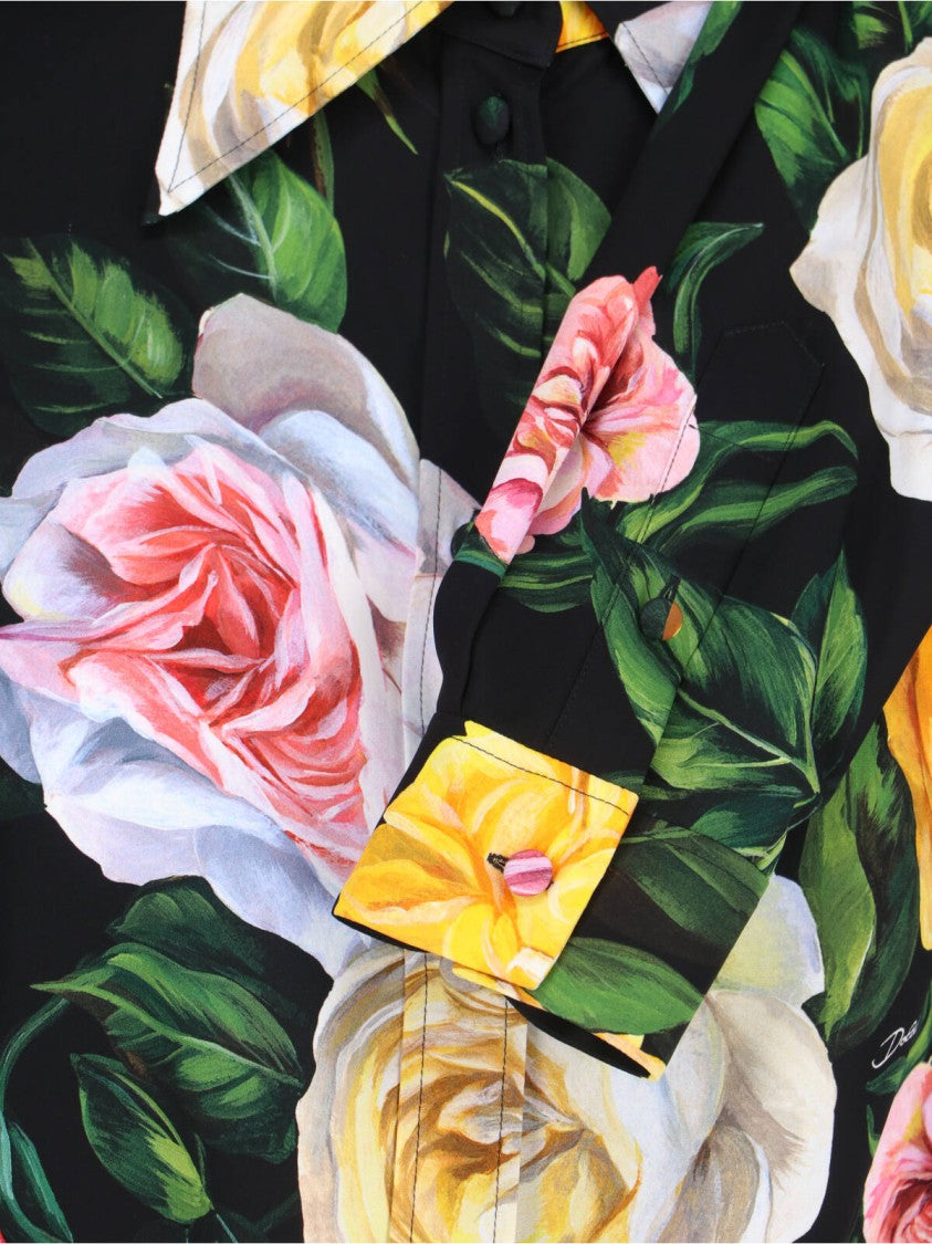 Dolce & Gabbana Floral Silk Shirt – Black