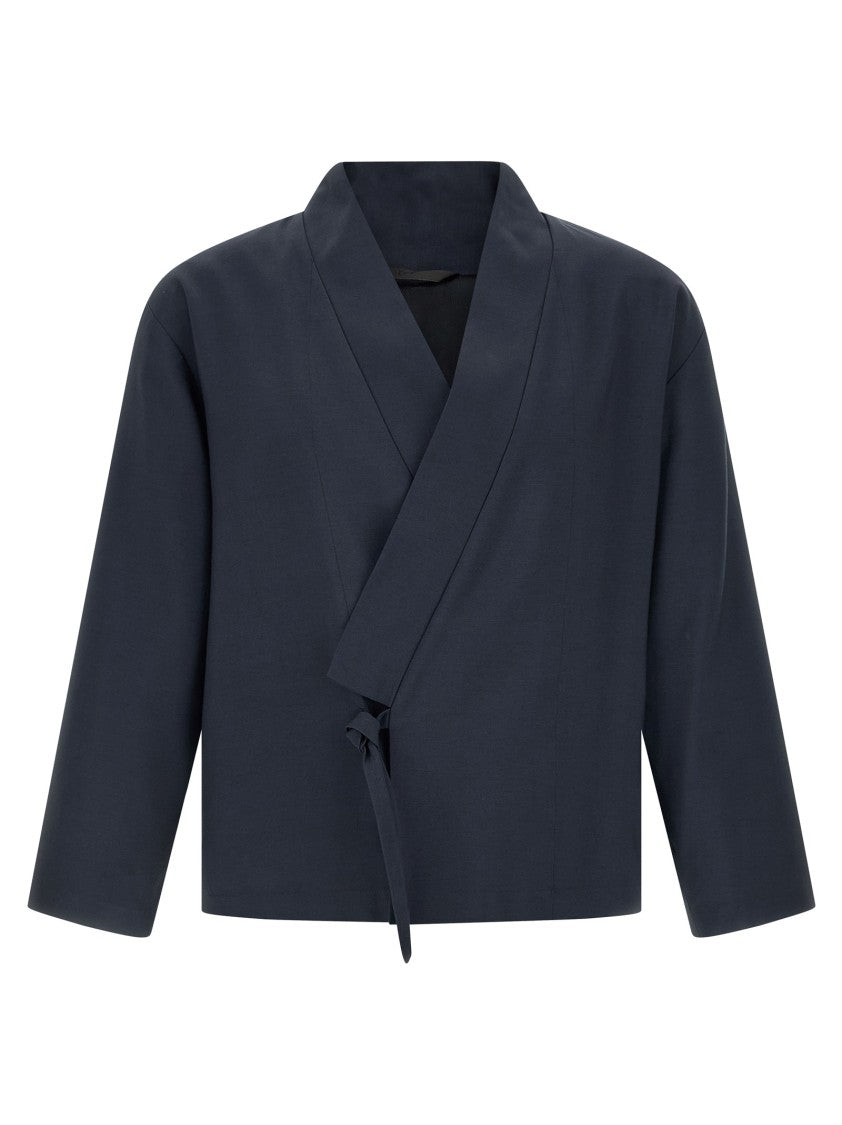Kenzo Kimono-Inspired Blazer With Ties And Side Slits