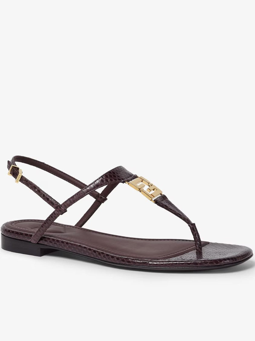 Fendi Fold Ayers Minimalist Brown Thong Sandals