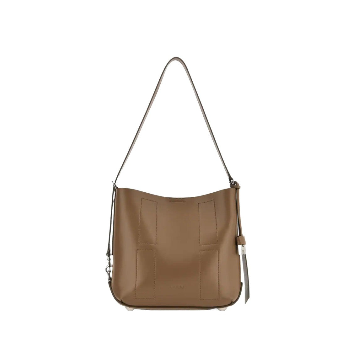 Hogan Compact Hobo Bag In Natural Beige Leather